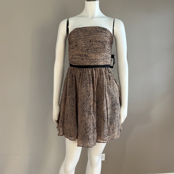 GUESS Leopard Print Strapless Black / Brown Mini Dress Size M‎ NWT - Picture 6 of 15